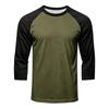 Men's Colorblock Raglan Sleeve Athletic Shirt Three Piece Set Lightweight Stretchy Sport Top for Training Running Casual Wear