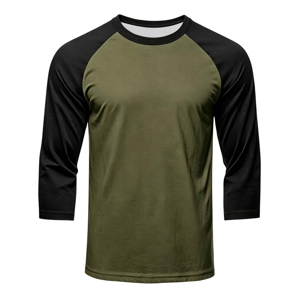 Men's Colorblock Raglan Sleeve Athletic Shirt Three Piece Set Lightweight Stretchy Sport Top for Training Running Casual Wear