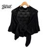 Casual Daily Shoulder Cover Hollow Knitted Shawl for Women Soft Polyester Cloak Wrap with Fashion Dresses Ruffled Cuffs Breathable Sun Protection