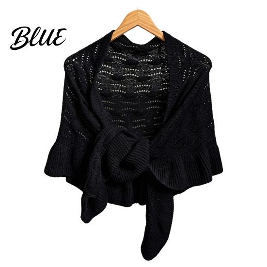 Casual Daily Shoulder Cover Hollow Knitted Shawl for Women Soft Polyester Cloak Wrap with Fashion Dresses Ruffled Cuffs Breathable Sun Protection