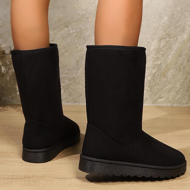 Fashion Women's Faux Suede Winter Warm Mid-Calf Boots Plus Size Thicken Plush Snow Boots Woman Thick Sole Non Slip Platform Casual Shoes