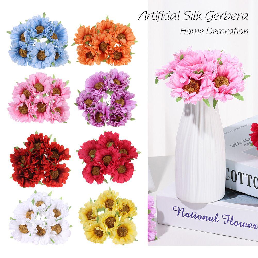 

Декоративные цветы Свадебный искусственный букет Дейзи 6 головок Искусственный шелк Гербера Хризантема