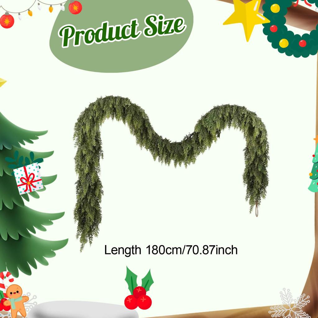 Artificial Garland Lightweight Soft Xmas Decor Christmas Decor Christmas Garland for Staircase Holiday Season Party Supplies