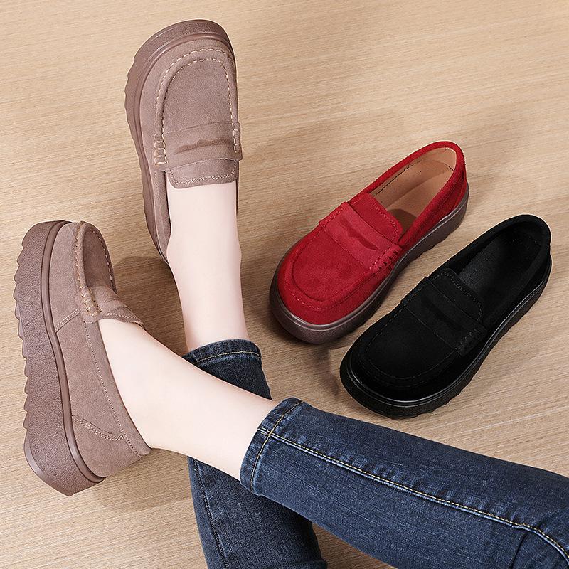 Large size autumn British style women's shoes wedge heel single shoes women's high heel soft sole heightening shoes platform rocking shoes 2026
