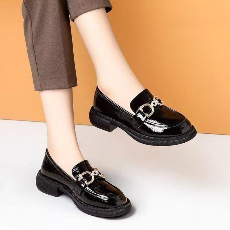2025Autumn New Women's Loafers Round Toe Shallow Mid-Heel Non-Slip Low-Cut Slip-On Fashion Single Shoes for Women