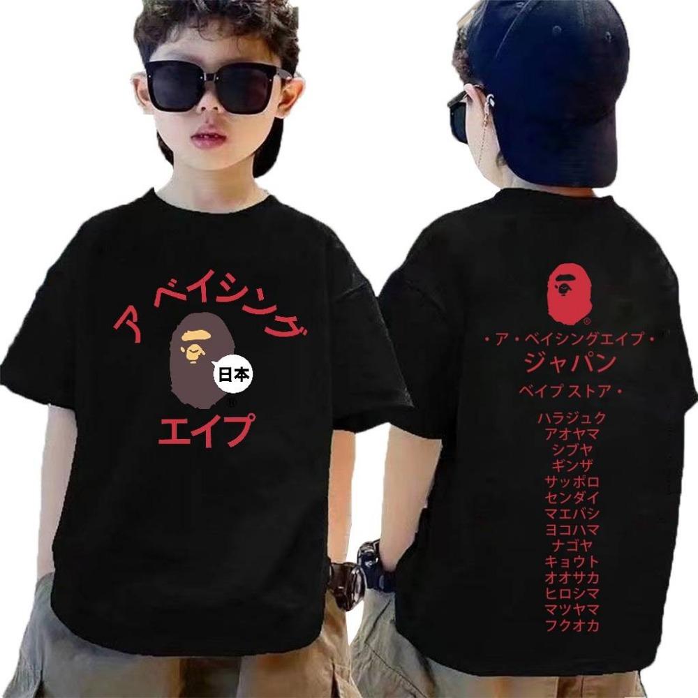 Модная детская футболка BAPE APE с коротким рукавом для мальчиков и девочек 150