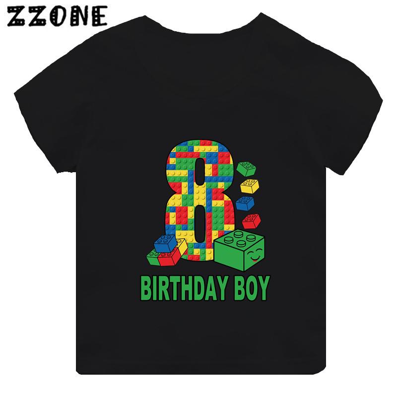 Master Builder Blocks Building Number Bow Print Boys Clothes 1 2 3 4 5 6 7 8 9 Years Birthday Kids T Shirt Baby Girls TShirts