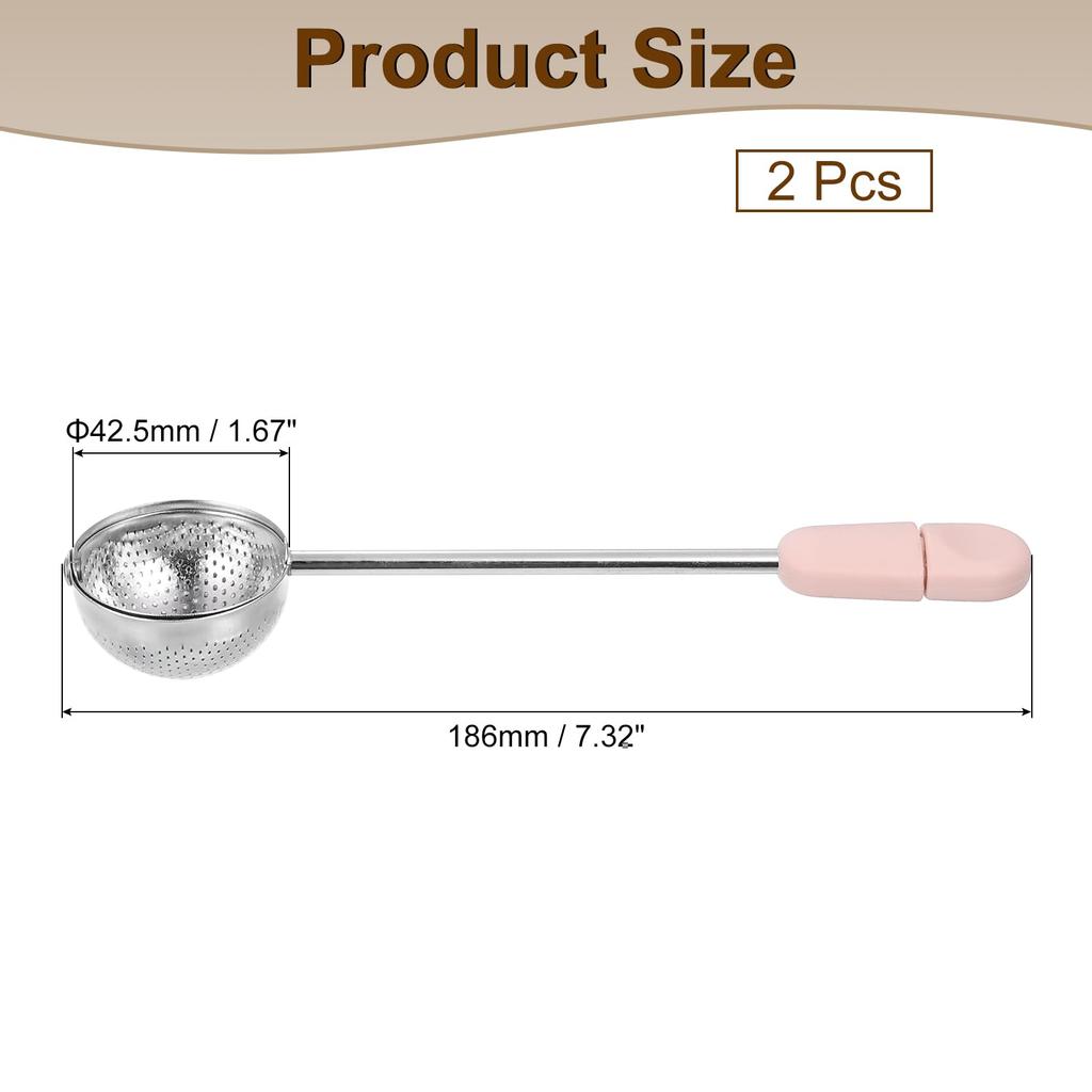 uxcell 2-Piece Tea Infuser Filter, Loose Tea Steeper, Stainless Steel Tea Strainer with Handle, Tea Ball for Loose Leaf Tea, Pink