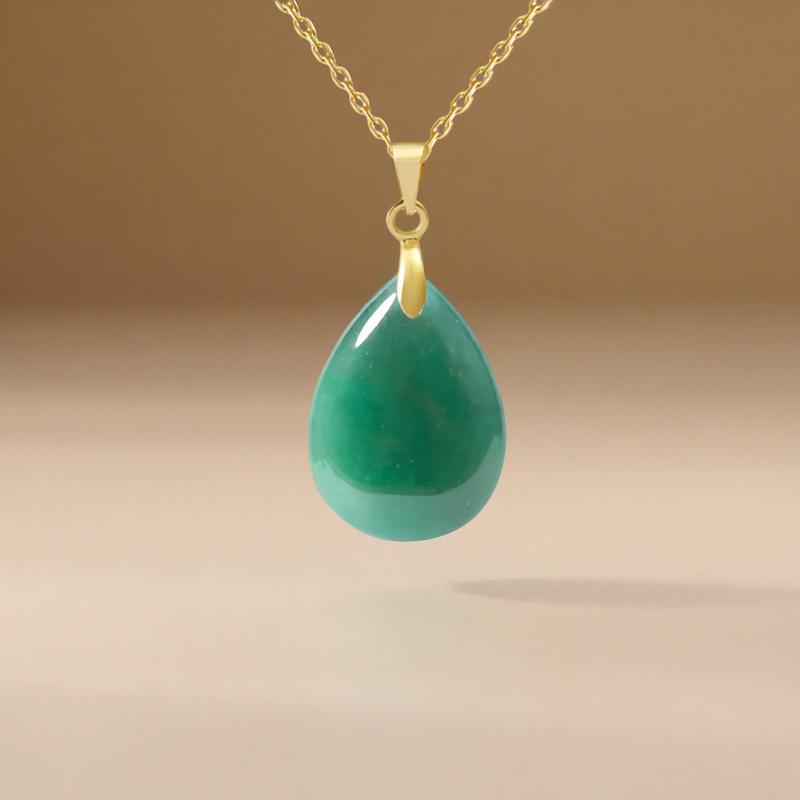 High quality hot selling natural crystal stone water drop pendant necklace jewelry simple fashion necklace merchandise jewelry
