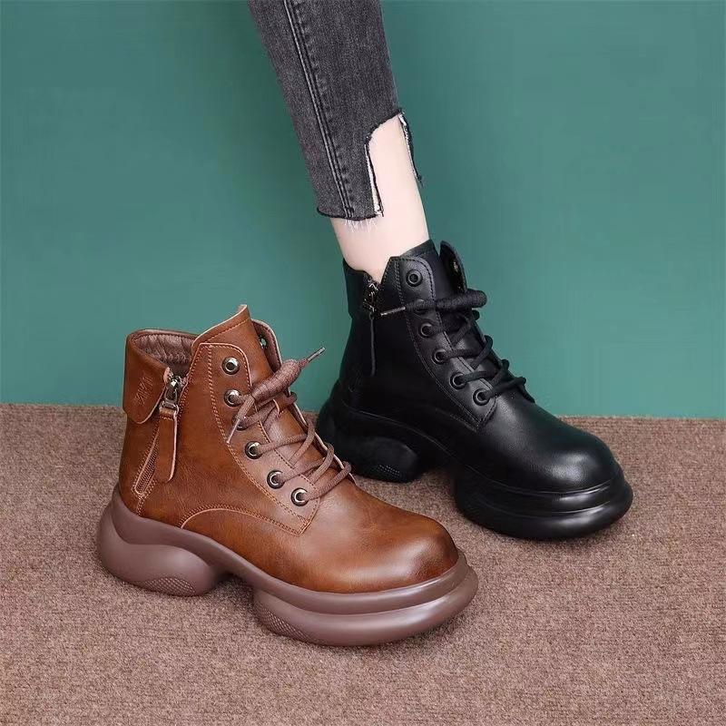 Retro Velvet Warm British Style Heightened Martin Boots New Short Boots In Autumn and Winter