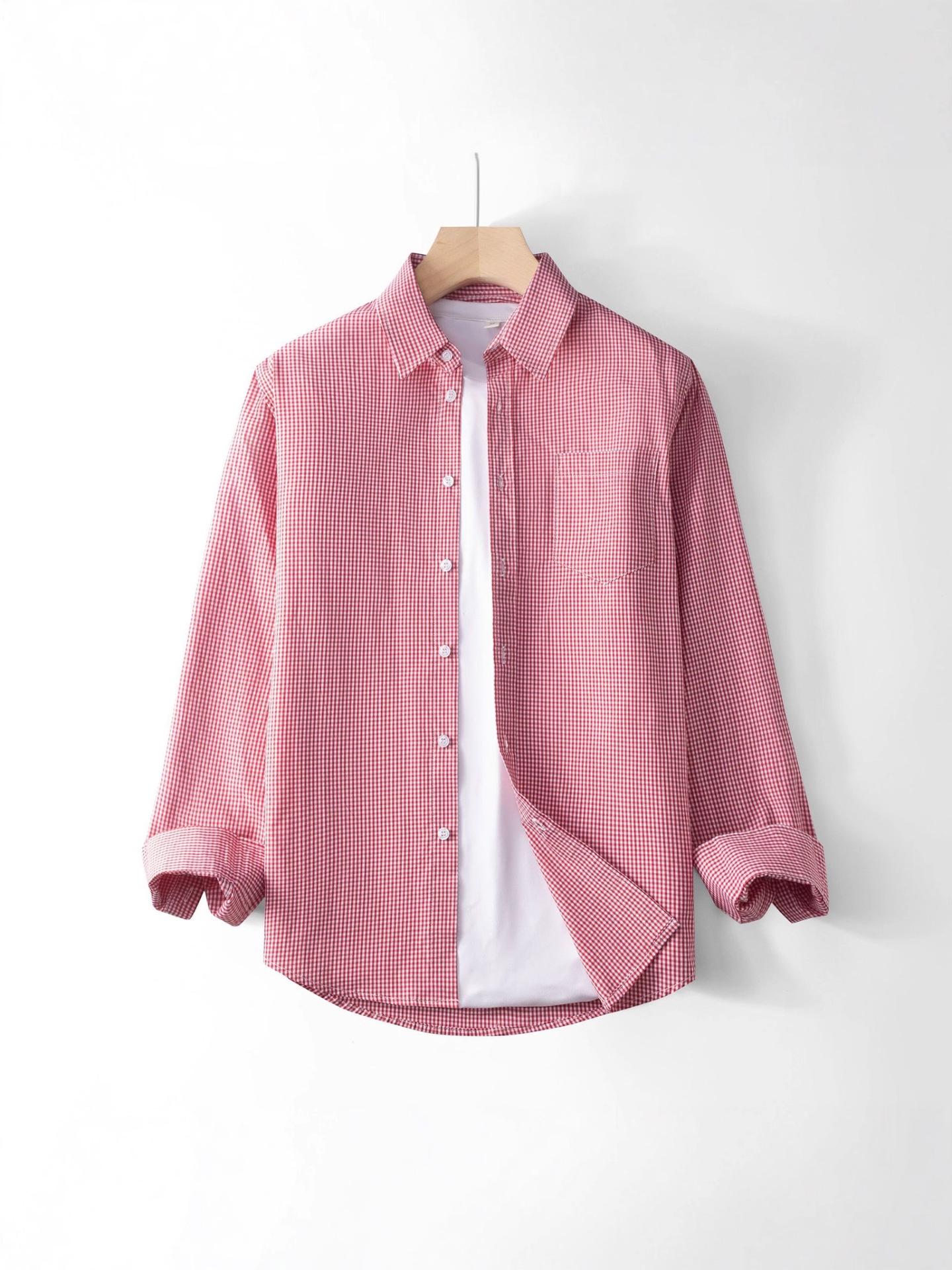 

2025 Men s Autumn Plaid Cotton Long Sleeve Shirt - Versatile & Casual Fashion Top XXL красный