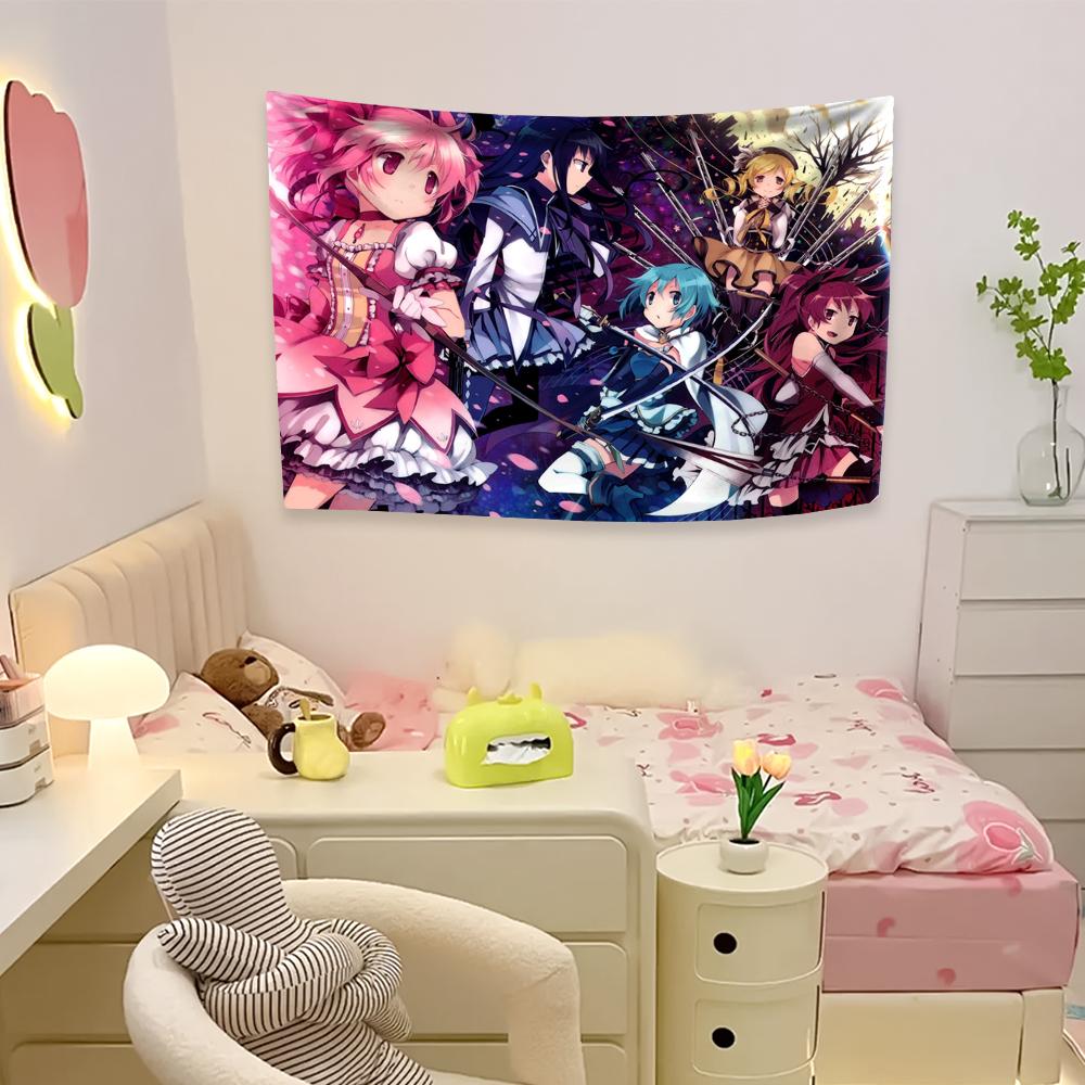 Classic Japanese Anime Puella Magi Tapestry Madoka Magica Hanging Bohemian Tarot Hippie Wall Rugs Bedroom Dorm Background