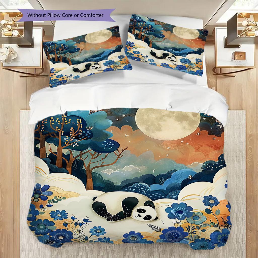 Set Copripiumino Trapuntato con Fantasia Panda Federa Decorazione per la Casa Regalo di Compleanno (1 * copripiumino + 2 * federa, senza nucleo)