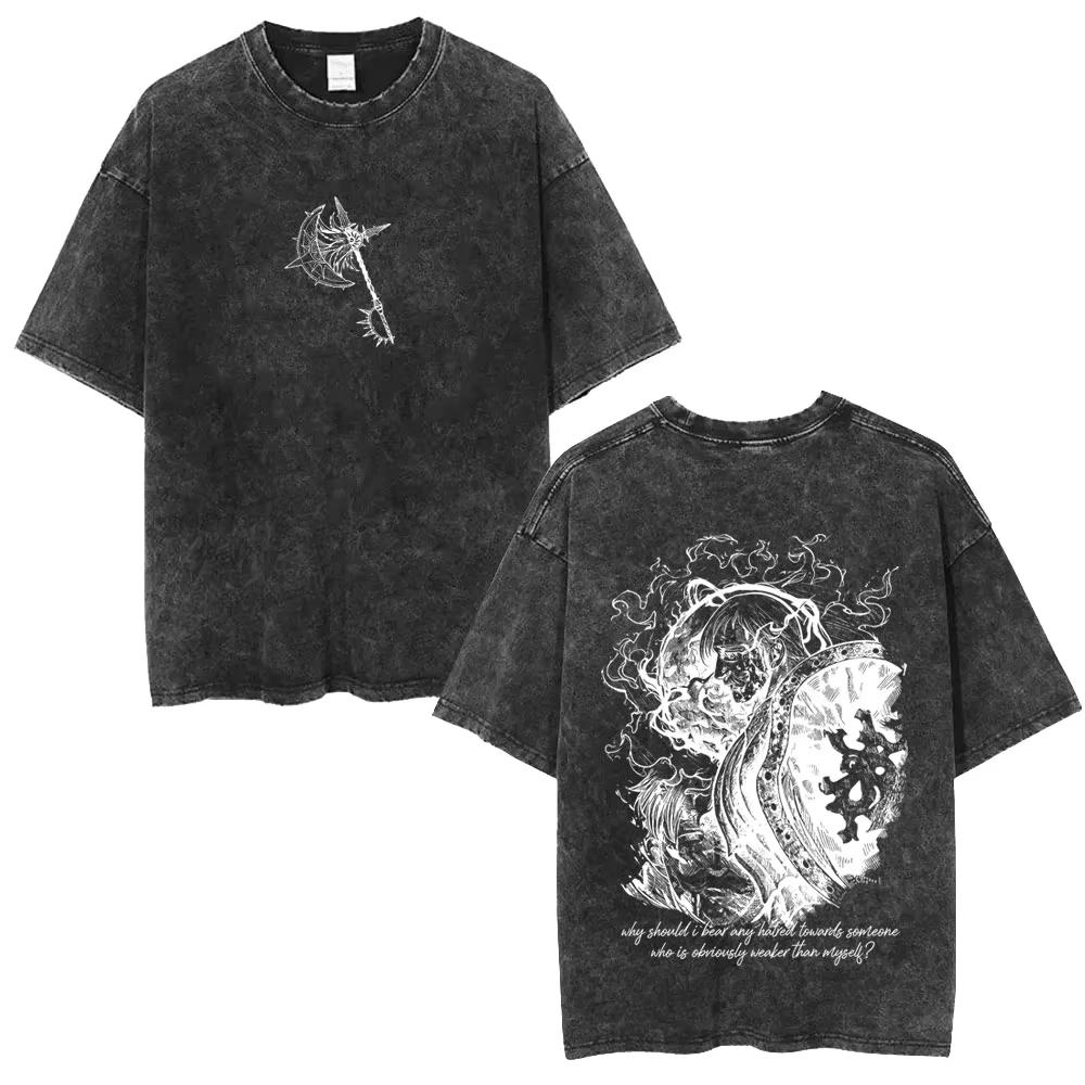 Sommer-Heißverkauf Gewaschenes Vintage Anime Die Sieben Todsünden T-Shirt Unisex Mode-T-Shirt Y2k Gothic Baumwolle Übergroßes T-Shirt