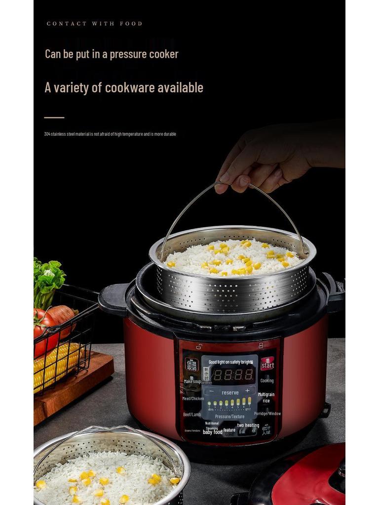 304 Stainless Steel Steaming Basket for Rice Cooker, Soup Separator, Water Bath Cooking Steamer, Household Steaming Rack