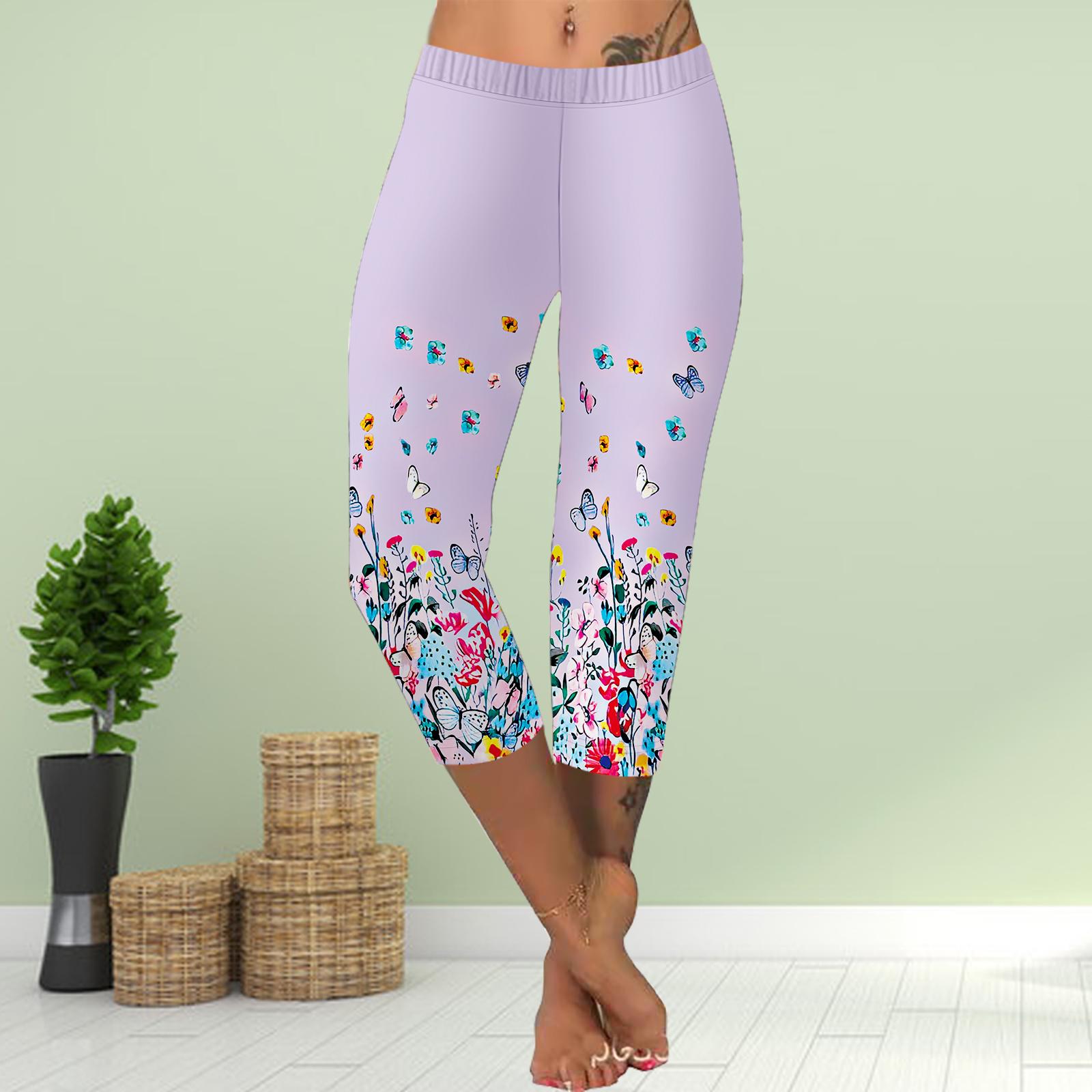 

Брюки летние короткие леггинсы укороченные узкие брюки леггинсы больших размеров женские облегающие брюки с принтом зеленых и красивых бабочек 3D 8XL светло-фиолетовый