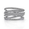 Universal Cubic Zirconia Ring For Men & Women European American Geometric Winding Irregular Multi-Layer Accessory