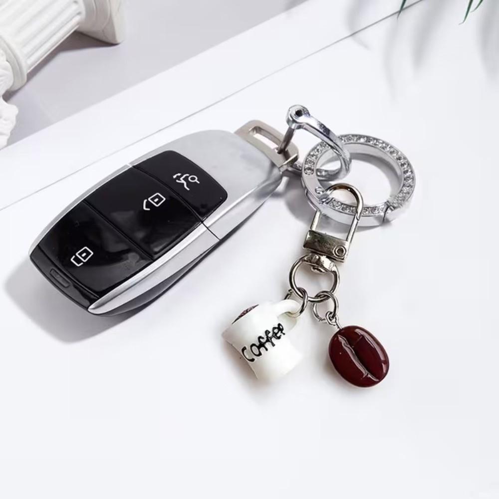 Miniature Coffee Beans Keychain Resin Realistic Coffee Pendant  for Travel