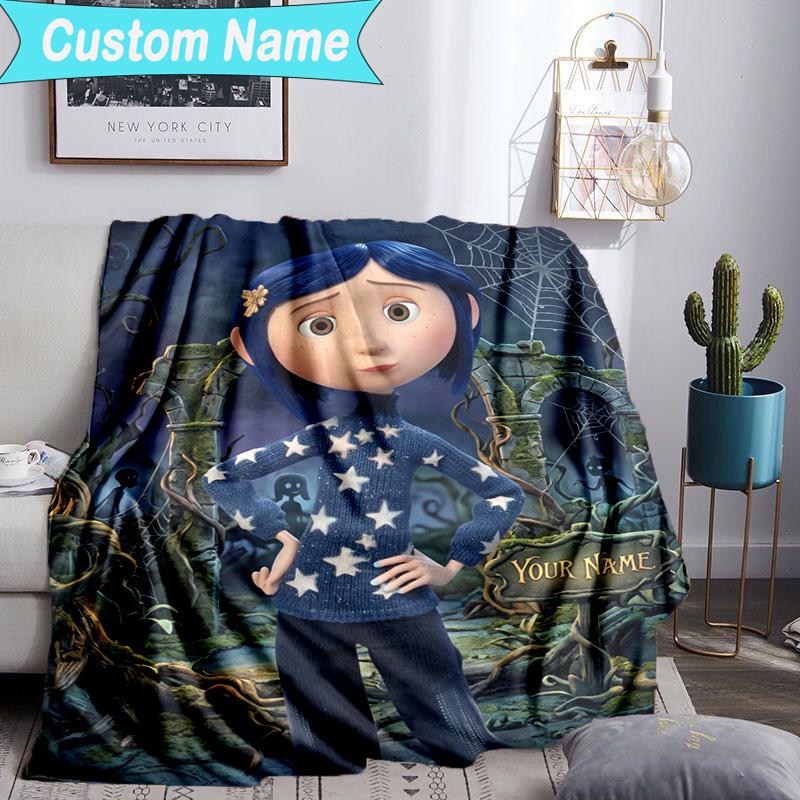 Custom Name Blanket Mystery Coraline's World Blanket Bedding Blanket for Travel, Camping, Living Rooms, Offices, Sofas, Fan Christmas gift