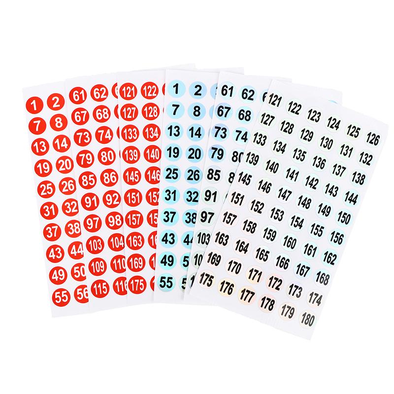 3Sheets Number Sticker 1-180 Label For Nail Polish Color Round Hologram Marking