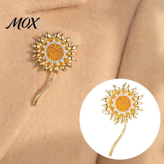 Everyday Wear Brooch Rhinestone Sunflower Pin for Women, Golden Flower Lapel Suit Long-lasting Dress Scarf Hat Bag Decoration, Clothing Accessory Gift