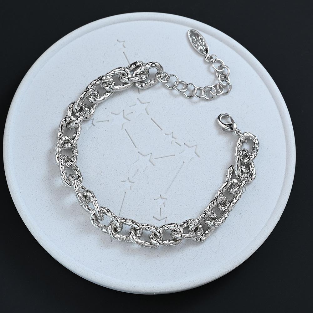 PANJBJ 925 Sterling Silver Chain Bracelet For Women Classic Retro Punk Hip Hop Line Minimalist Jewelry Gift Dropshipping