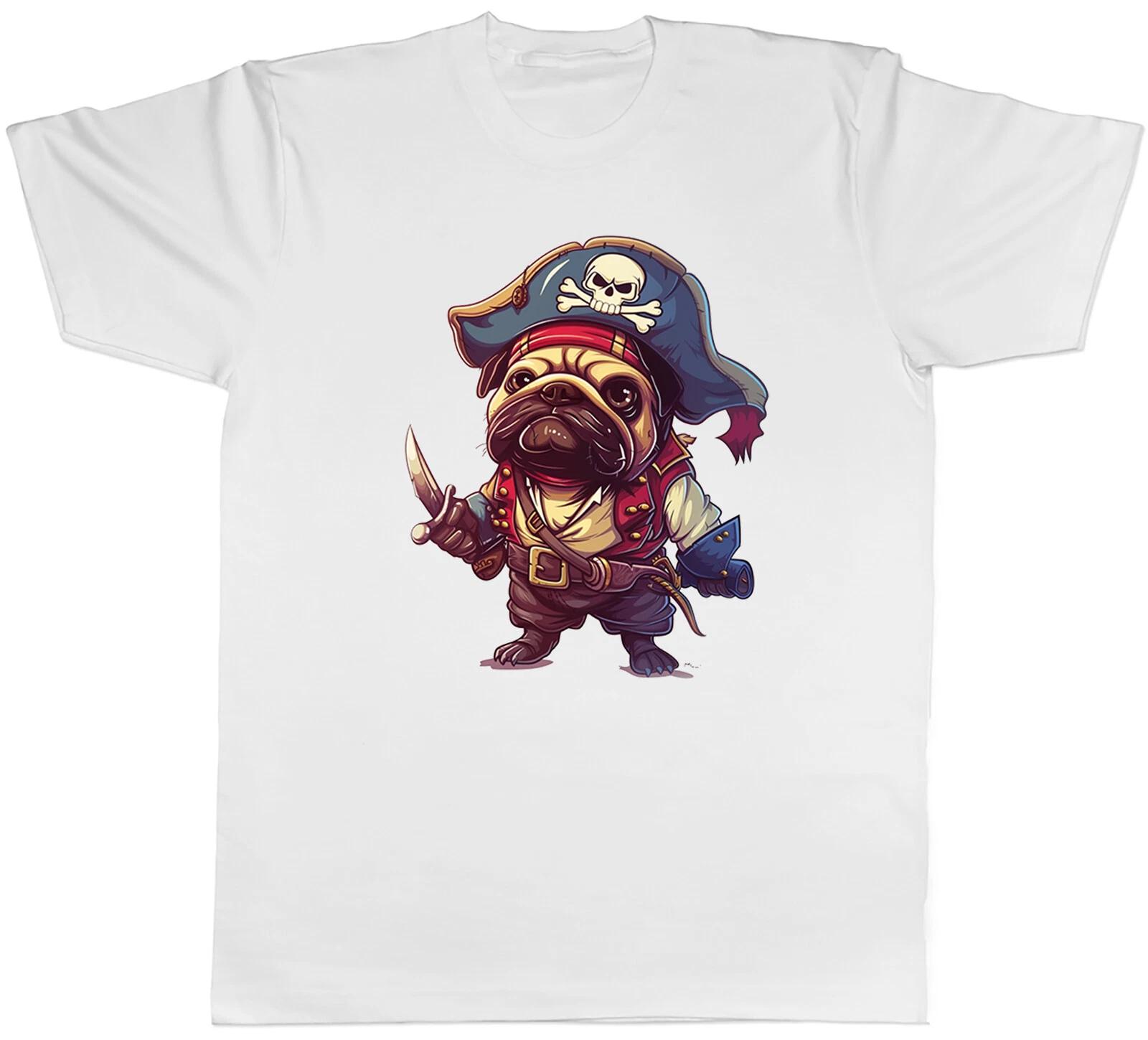 Pug Pirate Mens T-Shirt Arrr Matey Skull Crossbone Tee Gift XXL
