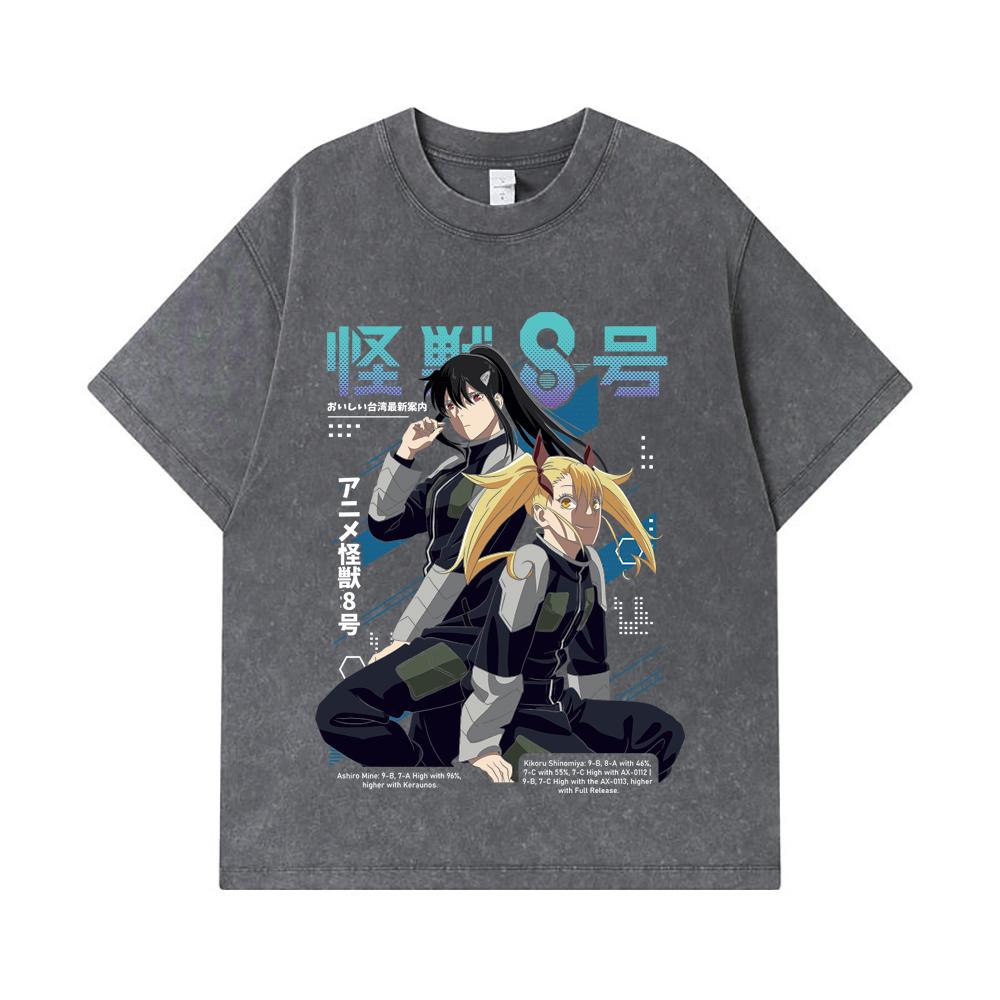 275 GSM Washed T-shirts 100% Cotton Kaiju No 8 V13 Print Unisex Heavy Cotton T Shirt