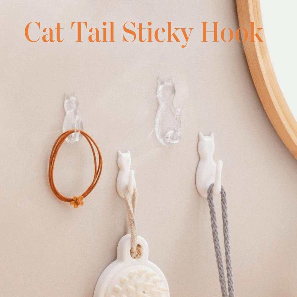 5Pcs No-Drilling Wall Hook Waterproof Cartoon Cat Hooks Creative Towels Rack  Space Saving