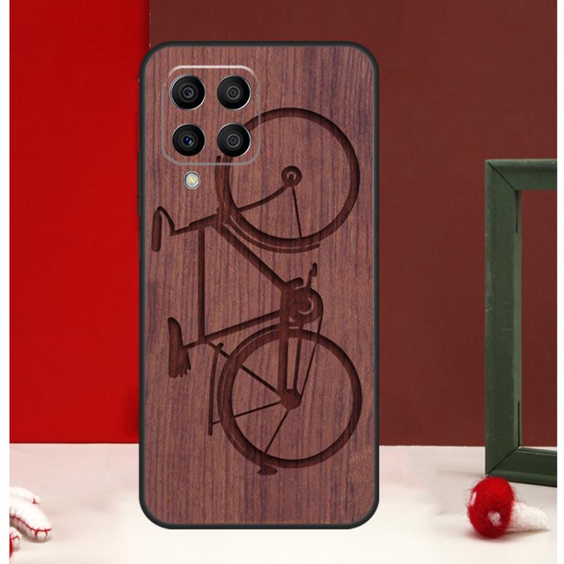 Wolf Bike Butterfly Wood Case For Samsung Galaxy M56 M36 M16 M31 M21 M13 M33 M53 M15 M35 M55 M12 M32 M52 M14 M34 M54
