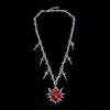 Yk2 Subculture Sliver Color Thorn Chain Sword Tassel Black Heart-shaped Pendant Necklace for Women Men Hip-hop Street Jewelry
