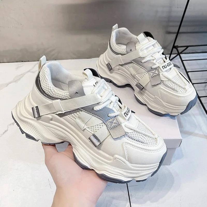 Fashion 2025 Ladies Shoes Mesh Women's Vulcanize Shoes Outdoor Platform Lace Up Women Sneakers Breathable Versatile Casual Shoes Zapatos