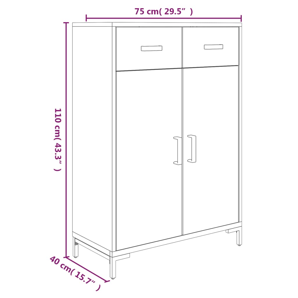 Shoe Cabinet 75 X 40 X 110 Cm Solid Pine Wood