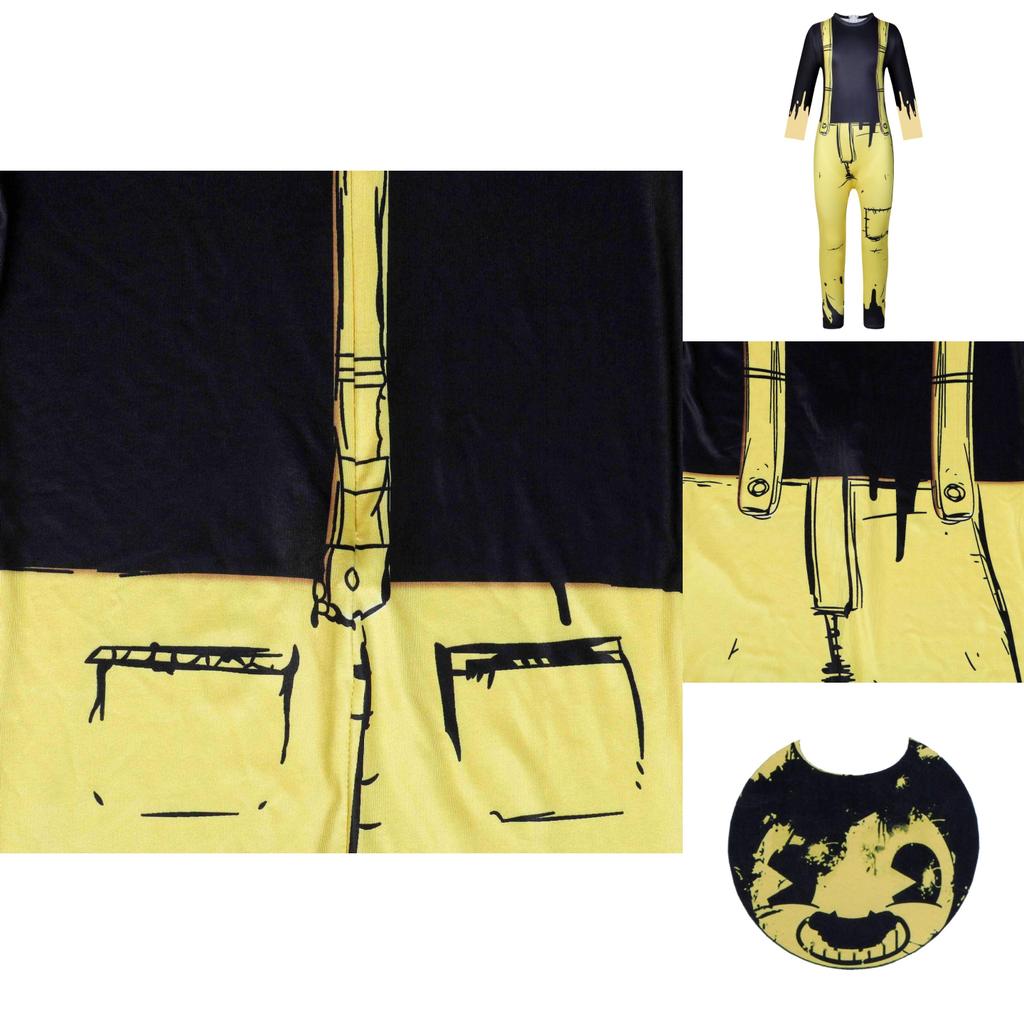 Kinder Bendy And The Ink Machine Kostüm Halloween Cosplay Jumpsuit Masken-Set Für Kinder