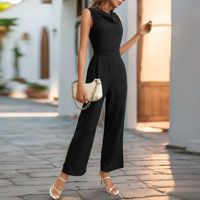 Women's Fashion Casual Summer Spring Solid Color Print Sleeveless Trousers Jumpsuits & Rompers