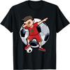 Dabbing Soccer Boy Morocco Football Fan Jersey Moroccan Flag T-Shirt