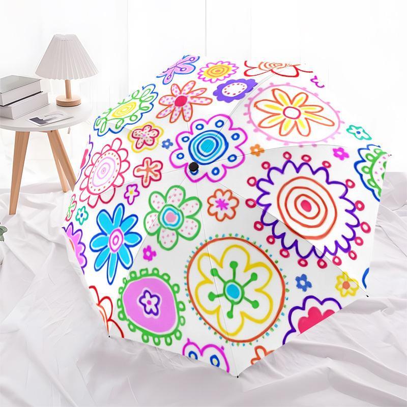 1 Stück Floral Mandala Automatisches Öffnen/Schließen Faltbarer Regenschirm mit 8 Speichen, Winddichter Tragbarer Sonnenschirm Urlaubsgeschenk yy260401046