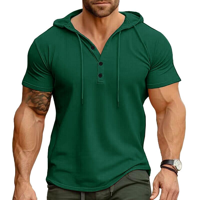 Men’s Short Sleeve Hooded Henley Shirt