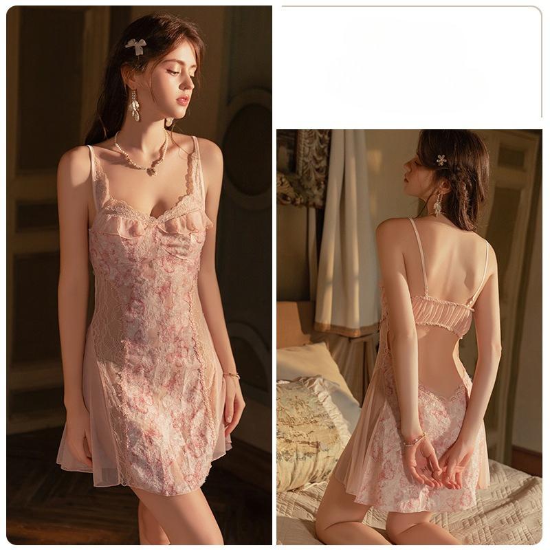 

Lingerie for Women Babydoll Chemise Sexy Lingerie Dress Nightgown Lace Dress Sleepwear Teddy Outfits for Women Bckless Nightgowns Ruffle Hem Nighty XL