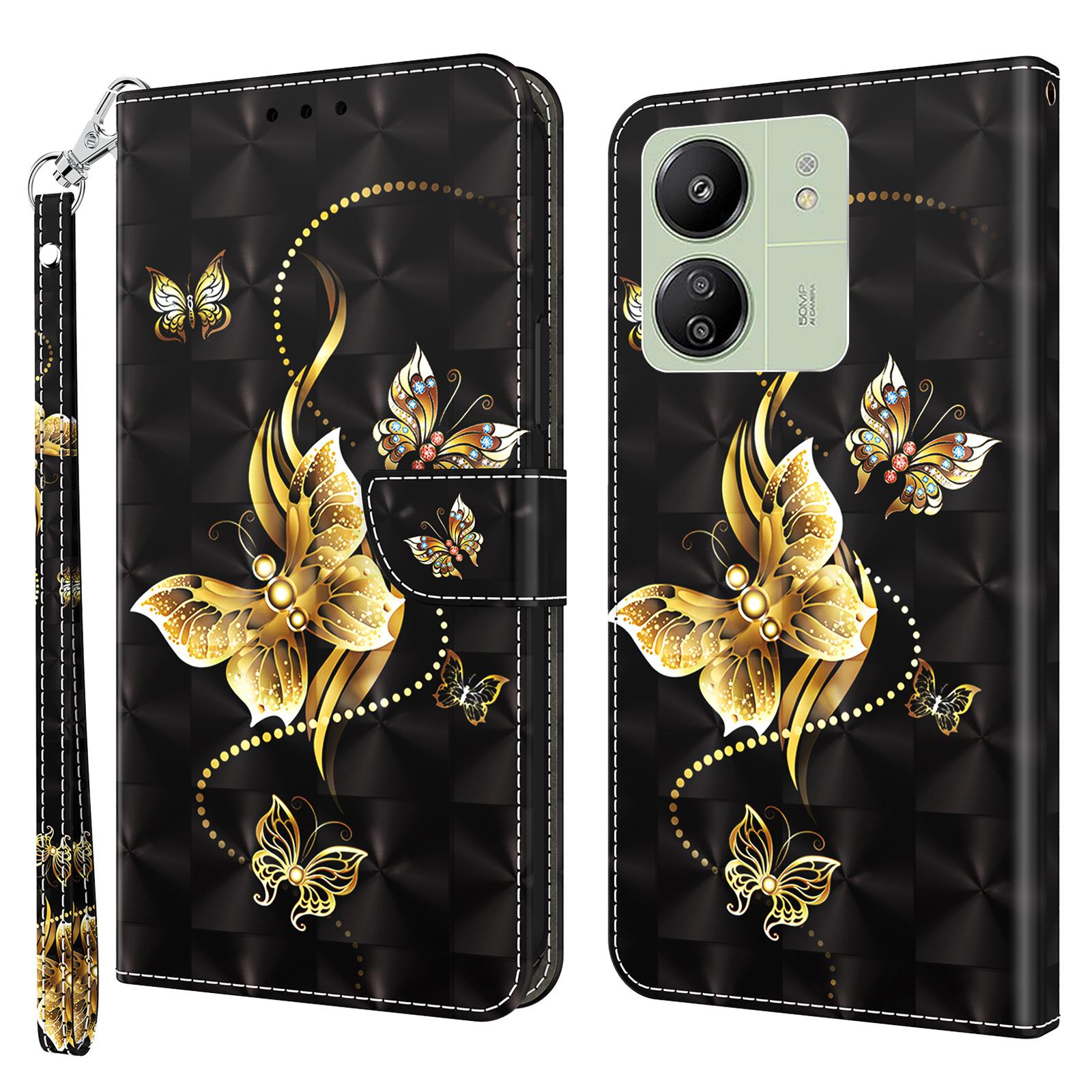 

For Xiaomi Redmi 13C 4G/13C 5G/Poco C65 4G/Poco M6 5G/13R 5G Magnetic Phone Case 3D Pattern Printing Wallet Cover F