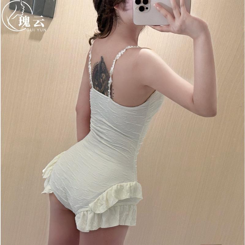 Sex lingerie sexy pure desire temptation one-piece swimsuit shows body Spice girl fungus edge bow suit women