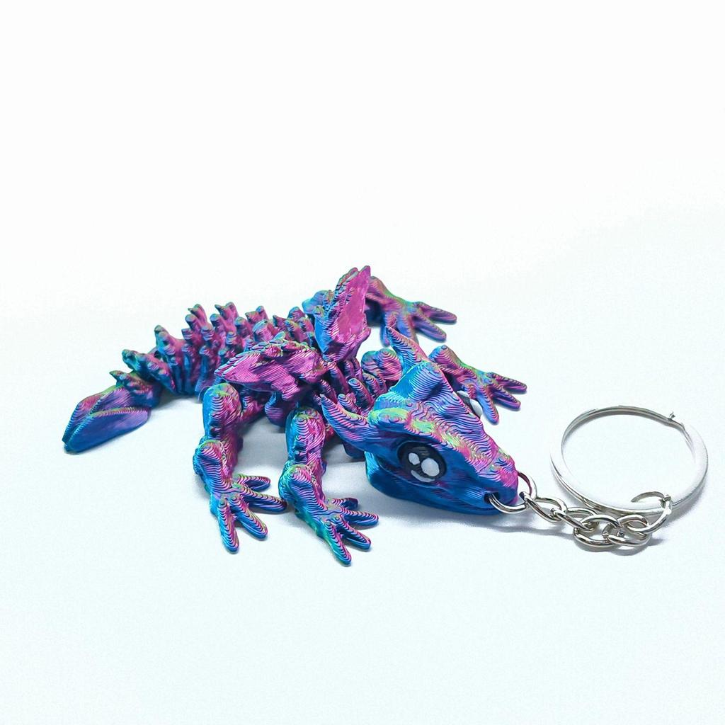 Articulated 3D Printed Baby Dragon Keychain: Shining Decompression Toy & Handicraft Gift Ornament