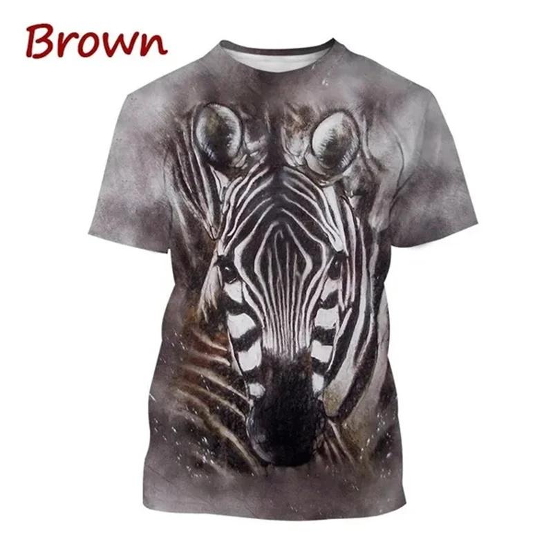 Zebra Pattern T Shirt Men's Cute Animals 3D Printed T-Shirts Summer Fashion Kids Women Casual Cool O Neck Loose Tees Tops
