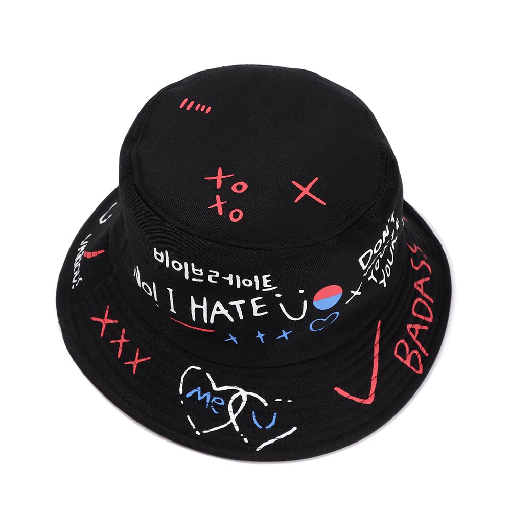 Summer Cotton Outdoor Bucket Hat Hip Hop Cap Fisherman Hat Graffiti Hat