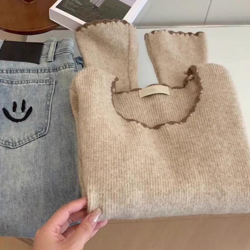 

Premium crew neck sweater inner cardigan women s season new foreign style unique chic knitted top S （80-95）