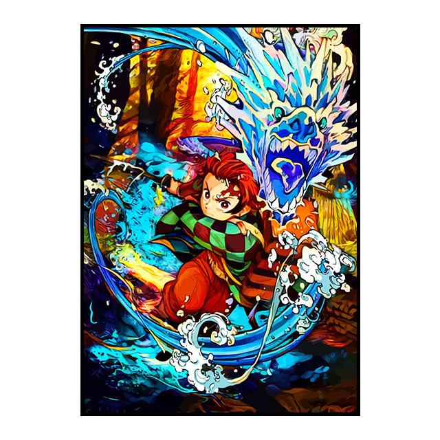 Affiche d'anime Demon Slayer Kamado Tanjirou Décoration murale Agatsuma Zenitsu Peinture décorative Art mural Image Décoration d'intérieur Cadeau Sans cadre