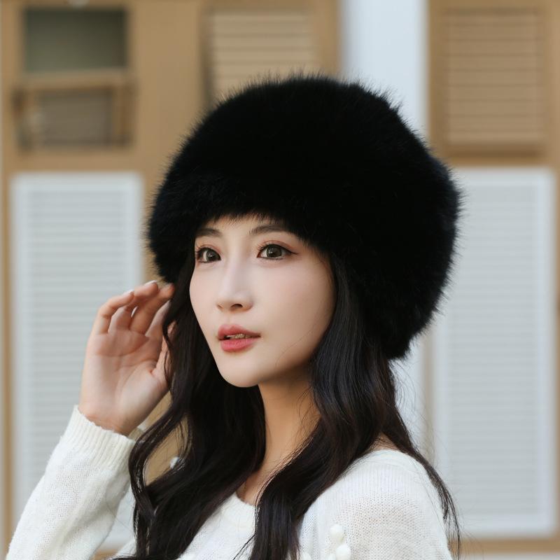 Autumn and Winter New Imitation Mink Hat Women's Mongolian Hat Thickened Warm Hat Women's Imitation Fur Fashion Simple Bucket Hat