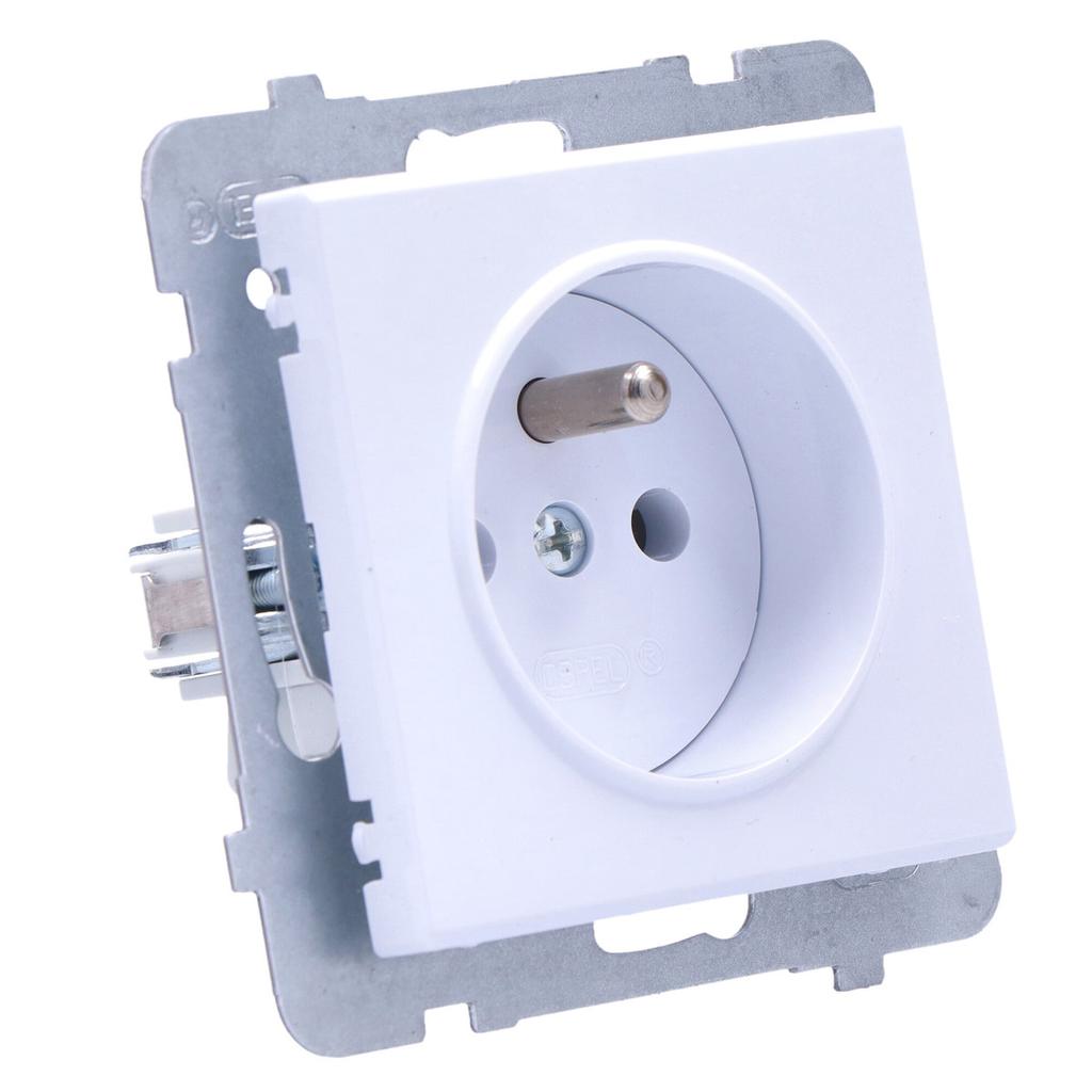 Single socket with grounding, white SONATA