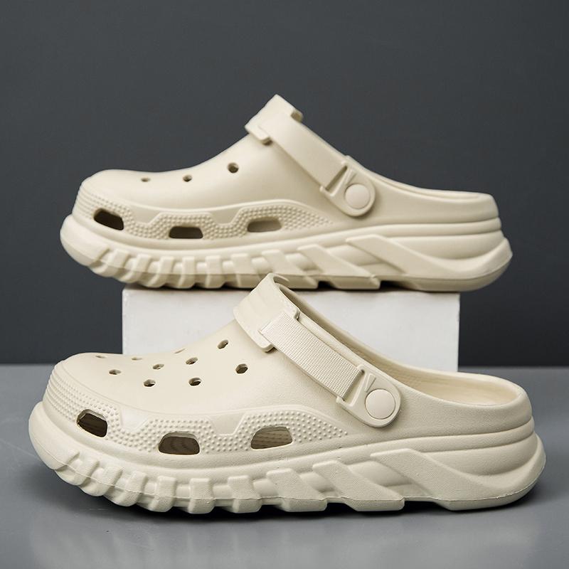 Zomer Heren Klompen Sandalen Platform Slippers Heren Vrijetijdsslippers Strand Schoenen Huis Tuin Schoenen Buiten Sandalen Casual Schoenen 42-43 white