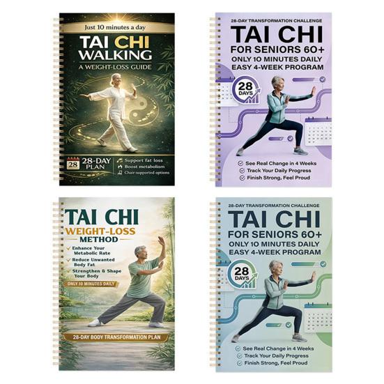 Codzienny Planer Praktyki Tai Chi Seniorzy Początkujący 28-dniowy Dziennik Fitness Tai Chi Poprawa Równowagi Wellness Siła Tai Chi Przewodnik po Odchudzaniu